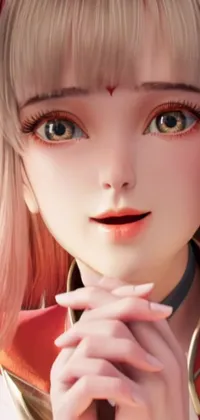 This exquisite phone live wallpaper features a gorgeous animated close-up of a charming blonde character, perfect for those who adore anime and fantasy art