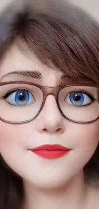 This live phone wallpaper displays a close-up of an individual donning eyeglasses, featuring realistic and detailed features