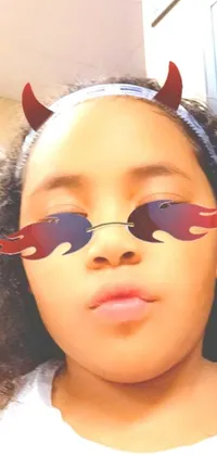 This phone wallpaper features a close-up shot of a child wearing sunglasses