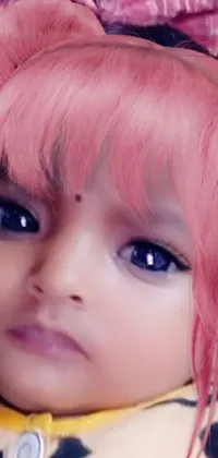 This stunning phone live wallpaper features an adorable child with pink hair, adding a playful touch to your device's home screen