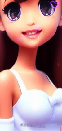 Looking for a fun and colorful live wallpaper for your phone? Check out this cute cartoon girl in a white top and black skirt, a 3D-rendered creation inspired by colorful digital art