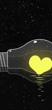This phone live wallpaper features a heart-shaped light bulb set against a spacey, starry background