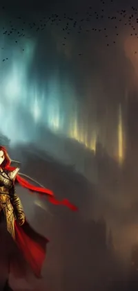 This live wallpaper features a captivating scene of fantasy art with a male warrior holding his sword in front of a castle