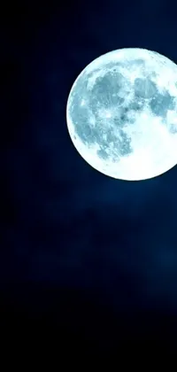 The phone live wallpaper depicts a full moon in a dark blue sky for your iPhone 15 background