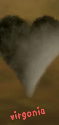 This live phone wallpaper features a heart-shaped cloud with the word "Virginia" against a black lung industrial detail background during a sandstorm