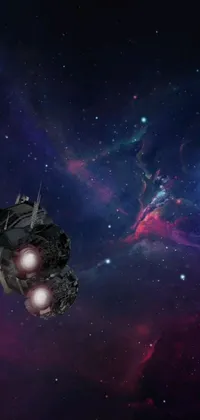 This phone live wallpaper features a spaceship traversing through a starry space