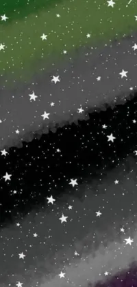 This live phone wallpaper showcases a digital rendering of stars in a gradient from green to black