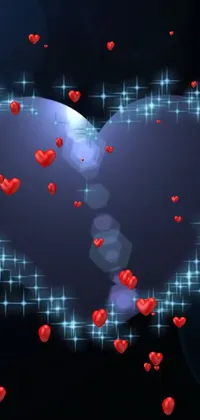 Looking for a stunning live wallpaper for your phone? Look no further than this heart made entirely of small hearts! Perfect for those who love unique digital art, this animated still screencap features a beautiful blue firefly background that brings it to life