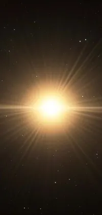 This captivating live wallpaper features a radiant sun shining bright in the midst of a star lit sky