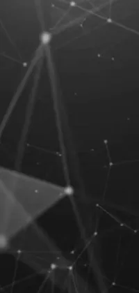 Experience the captivating world of digital art with this stunning live wallpaper featuring black and white triangles and lines immersed within a dynamic network of interconnected nodes