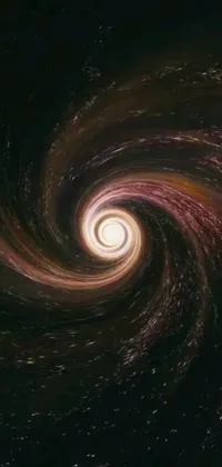 This phone live wallpaper showcases a captivating spiral object in the night sky that resembles a black hole time portal