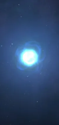 This live phone wallpaper showcases a strikingly bright blue object floating in the night sky