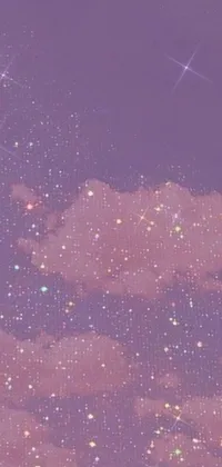 This phone live wallpaper features a sky filled with stars and clouds, with a digital art style that has a Tumblr aesthetic