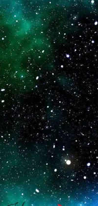 Experience an awe-inspiring phone live wallpaper featuring a group of people on a snow-covered ground beneath a stunning space art display
