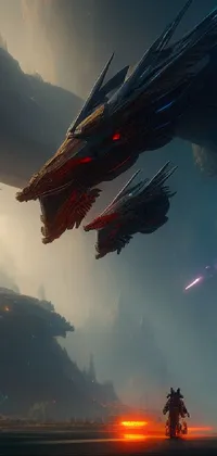 Add an adventurous touch to your phone with this live wallpaper featuring a motorcycle rider next to a giant dragon