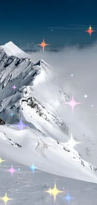 Enjoy a thrilling live wallpaper of a skier gliding down a snow-covered slope in digital art form
