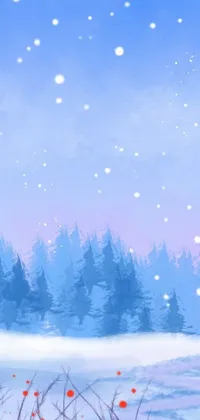 Experience the beauty and tranquility of a snowy landscape with this phone live wallpaper