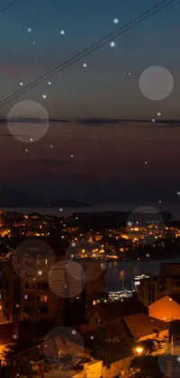 This stunning live wallpaper features a breathtaking cityscape at night, viewed from the top of a hill