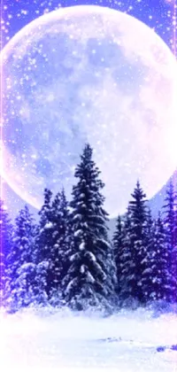 Are you in search of a serene live phone wallpaper that evokes the magic of winter nights? Look no further than this stunning snowy forest setting