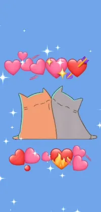 The cat phone live wallpaper is a romantic and Tumblr-inspired design that features two felines sitting together