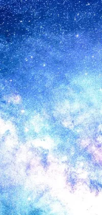 This phone live wallpaper showcases a mesmerizing blue sky filled with numerous stars, resembling a pointillism painting