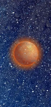 This phone Live Wallpaper features a beautiful space scene with an orange object in a night sky, depicting an artist's rendition of Sunstone