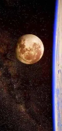 This phone live wallpaper showcases a breathtaking view of Earth and Moon from space