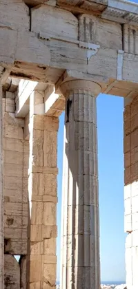 This phone live wallpaper features a breathtaking view of a neoclassical building with Greek-inspired columns and ruins in close-up view