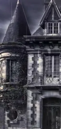 This live wallpaper showcases an old, ominous mansion surrounded by fog, perfect for lovers of spooky and eerie vibes