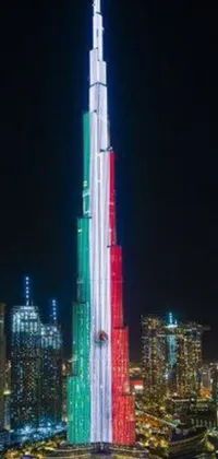This live wallpaper for phones showcases an awe-inspiring sight – the tallest building in the world lit up at night