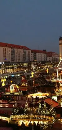 "Experience the festive atmosphere of a Christmas market in Germany with this stunning live wallpaper
