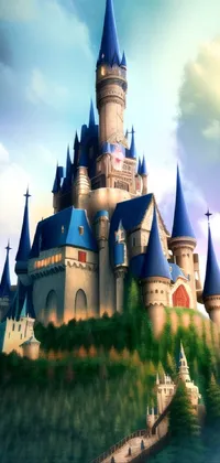 Majestic Castle with Conic Blue Rooftops Live Wallpaper