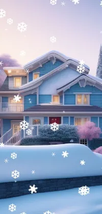 Transform your phone's screen into a scenic winter retreat with this stunning live wallpaper