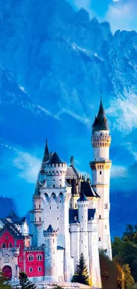 Experience the breathtaking beauty of a castle on a hillside with a matte painting live wallpaper
