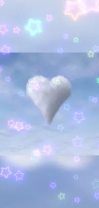 Decorate your phone with a stunning live wallpaper featuring a heart-shaped cloud floating in the sky