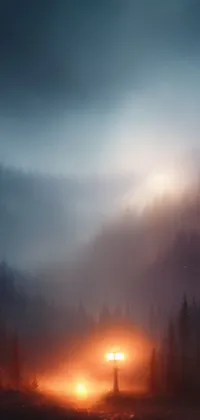 Transform your phone into a magical world with this live wallpaper featuring a car driving through a foggy forest at night