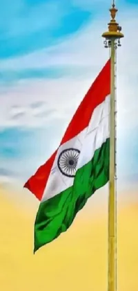 This live wallpaper showcases the flag of India, a beautiful and realistic representation of the country's national symbol
