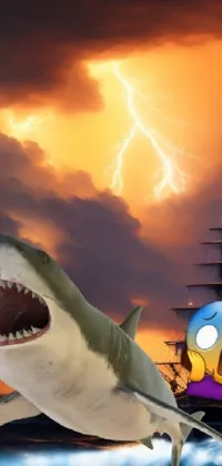 Sky Cloud Requiem Shark Live Wallpaper