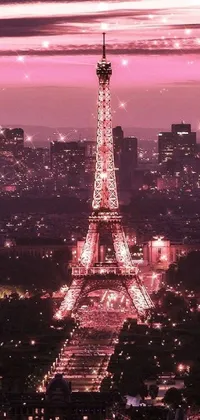 Pink Eiffel tower  Live Wallpaper