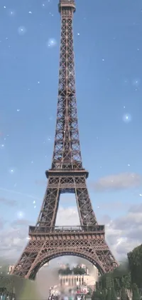 This phone live wallpaper features the Eiffel Tower in full view and daytime exterior