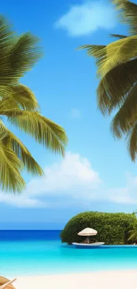 Get lost in the calm and serene atmosphere of our crystal clear, digital rendering of a tranquil beach with this live wallpaper
