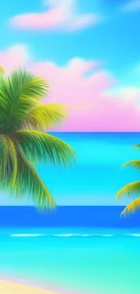 Looking for a beachy and tropical live wallpaper for your phone? Check out this stunning digital painting wallpaper! Featuring two palm trees on a bright, uniformly colored background, this 4K HD wallpaper is the perfect addition to your device