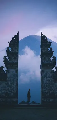Transform your phone into a magical portal with this stunning live wallpaper! You'll be transported to a surreal world with a grand gate in the foreground and a majestic mountain in the background