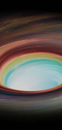 Transform your phone screen with a mesmerizing live wallpaper featuring a black hole with a rainbow swirl around it, surrounded by stars and planets swirling in an otherworldly landscape