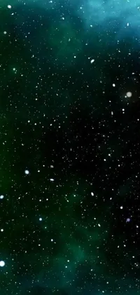 This stunning live wallpaper showcases a surreal green and blue space filled with exquisite space art and stars
