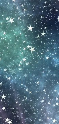 This phone live wallpaper features a stunning display of stars in a digital rendering of a starry sky