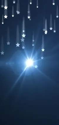This stunning live wallpaper displays a breathtaking scene of stars falling from a night sky with blinking lights and blue tinted background