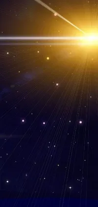 This phone live wallpaper depicts a stunning digital art rendition of a starry sky, with a bright and vibrant sunlight shining through