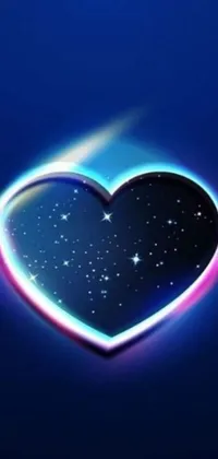 This beautiful live wallpaper features a glowing heart surrounded by stars on a blue background