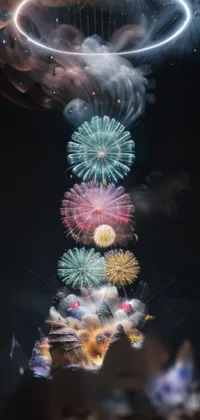Sky Fireworks Art Live Wallpaper